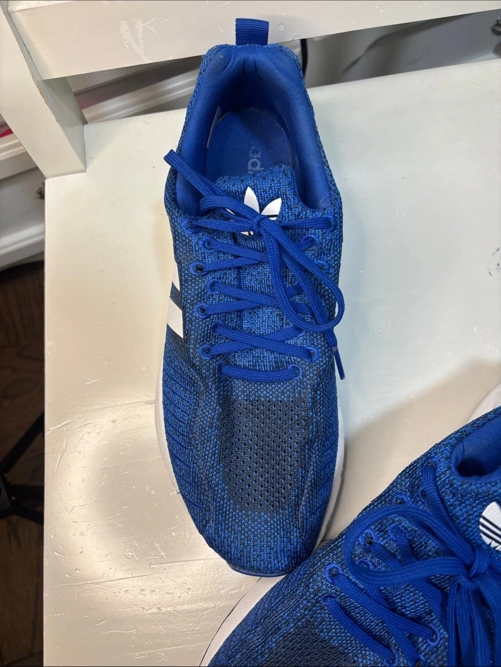 Men adidas Blue Sneakers with White Three Stripes